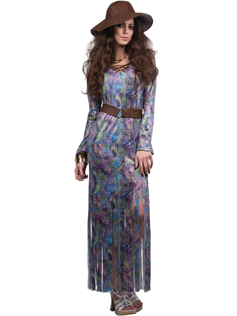 Adult's Womens Dream On 70s Disco Boogie Babe Maxi Dress Costume